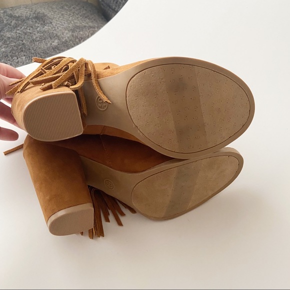 Dolce Vita Booties DV Fringe Peep Toe Brown 6.5 - Picture 5 of 7